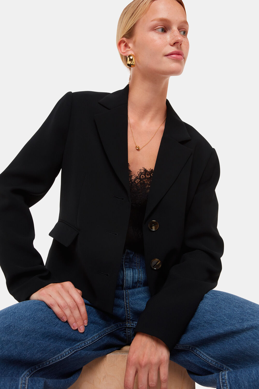 Tailored Short Crepe Blazer