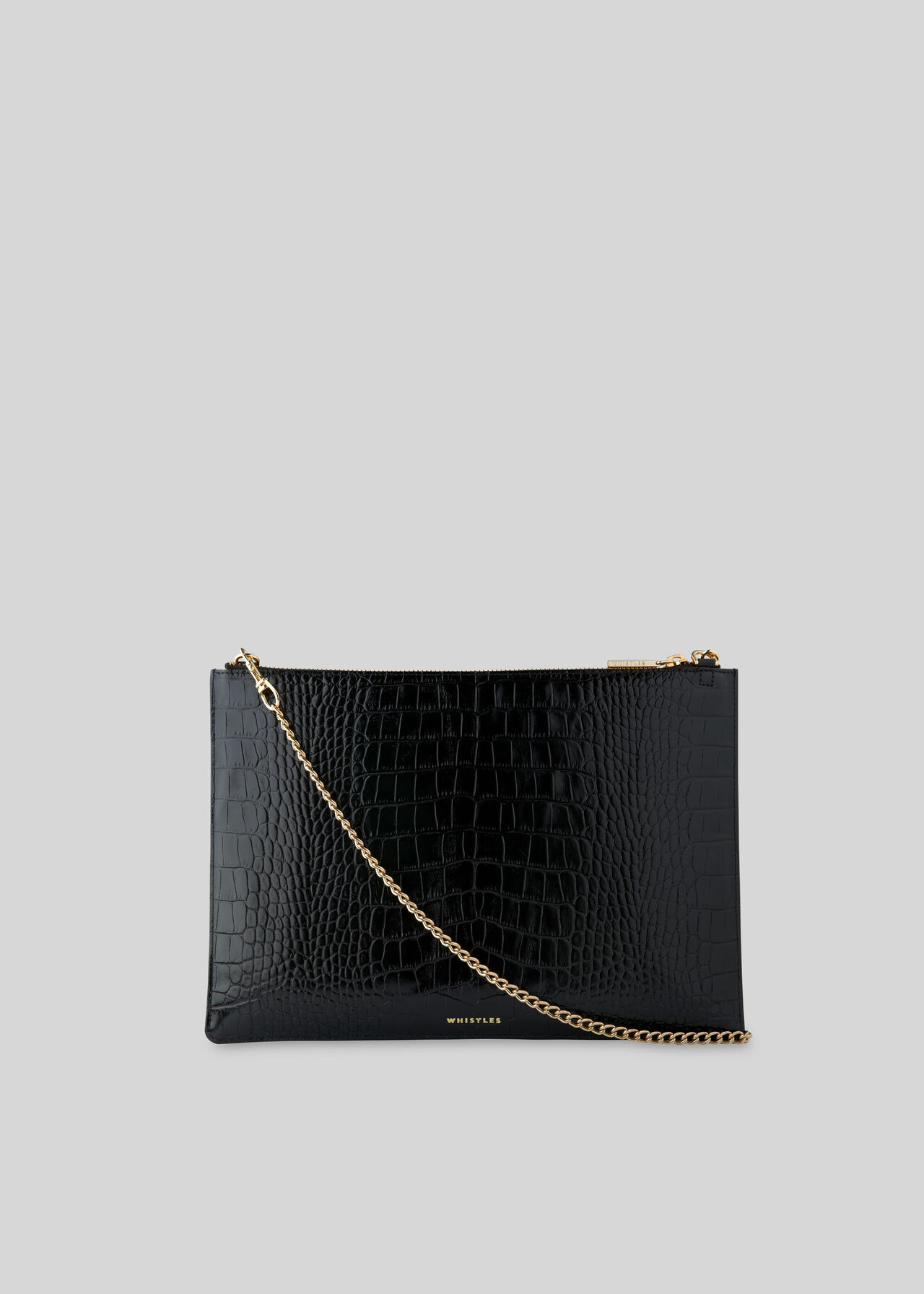 Shiny Croc Rivington Clutch Black