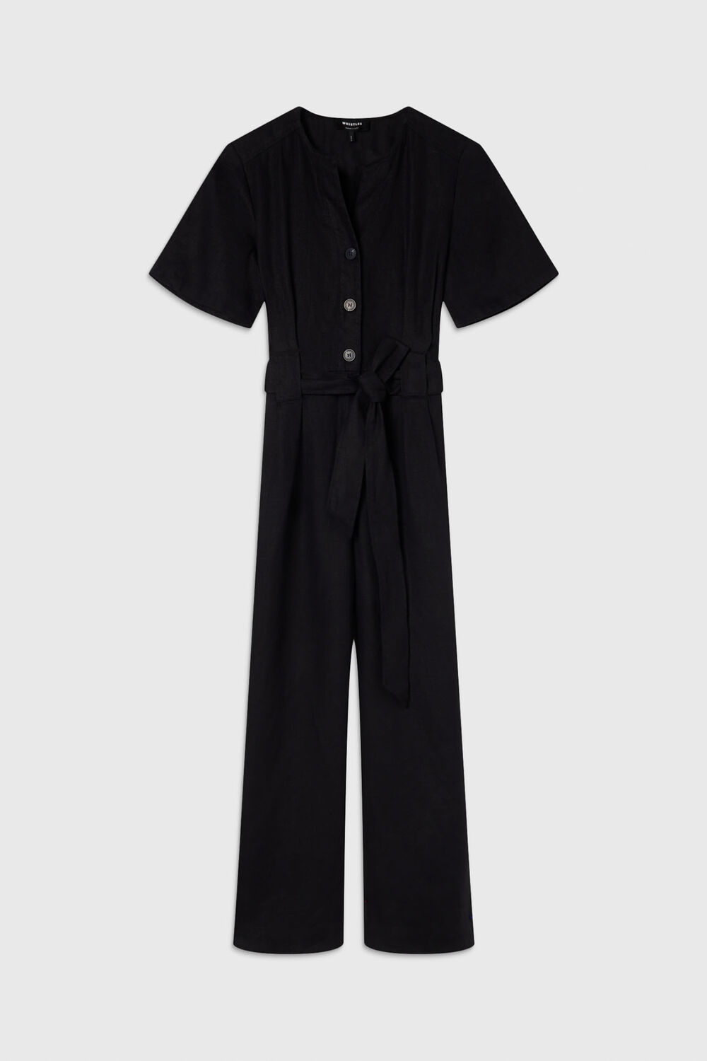 Black Fiona Linen Button Jumpsuit