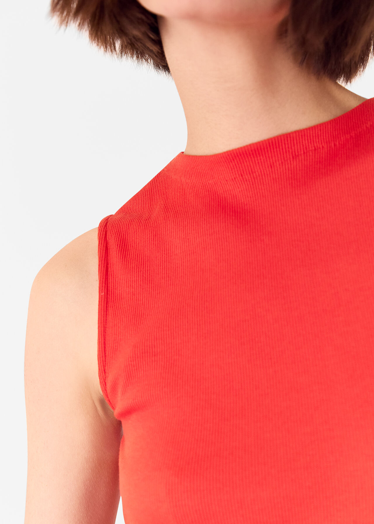 High Neck Rib Detail Tee