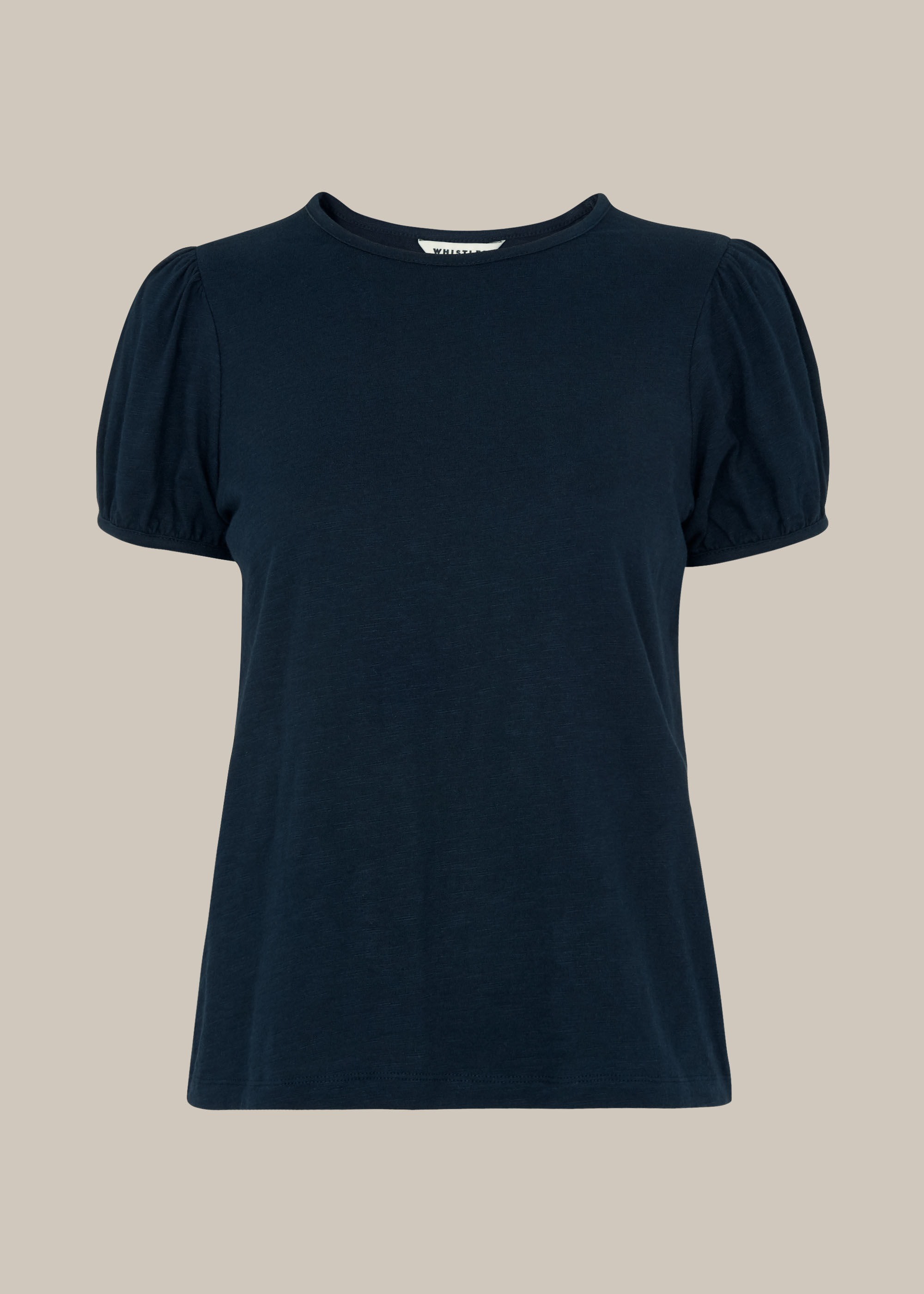 Navy Puff Sleeve Tshirt | WHISTLES | Whistles US |