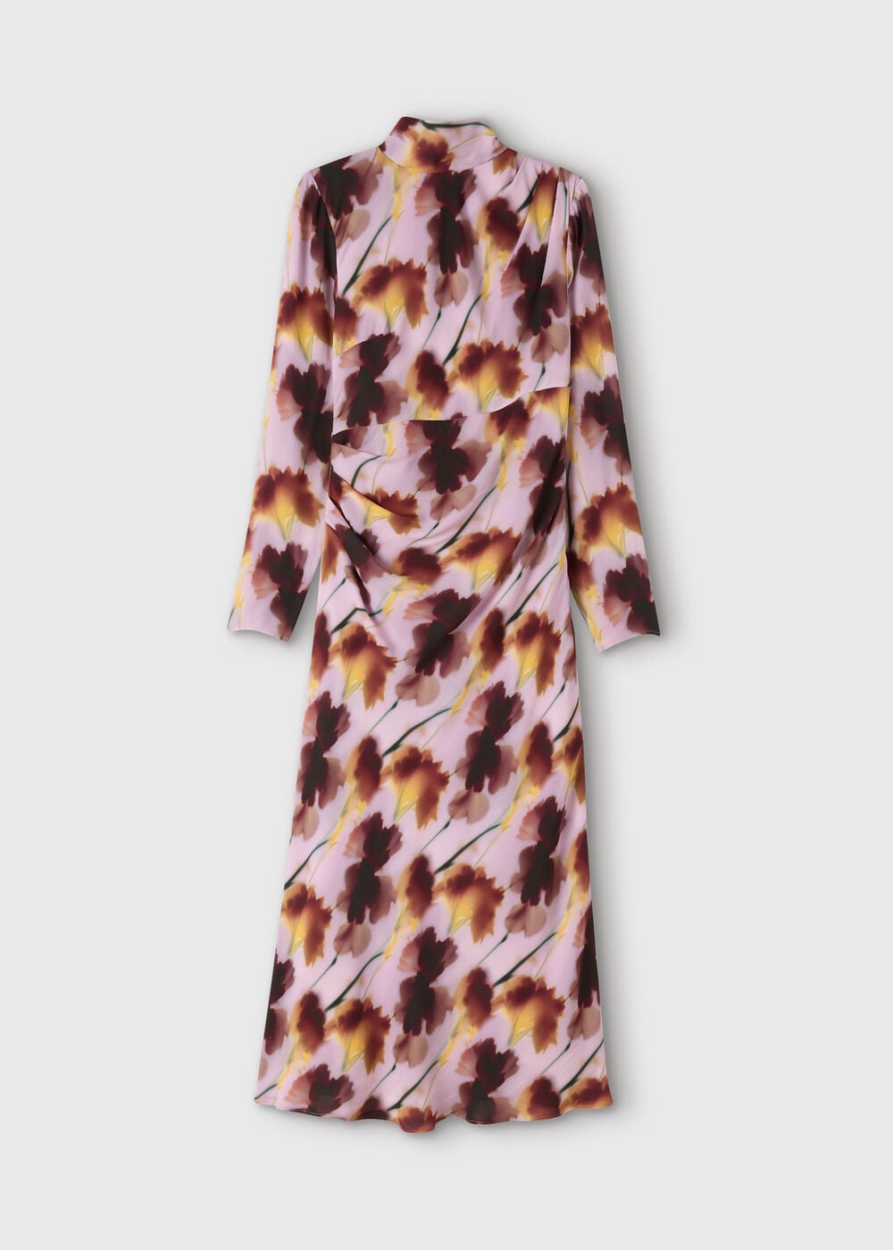 Pink Floral Stem Midi Scarf Dress