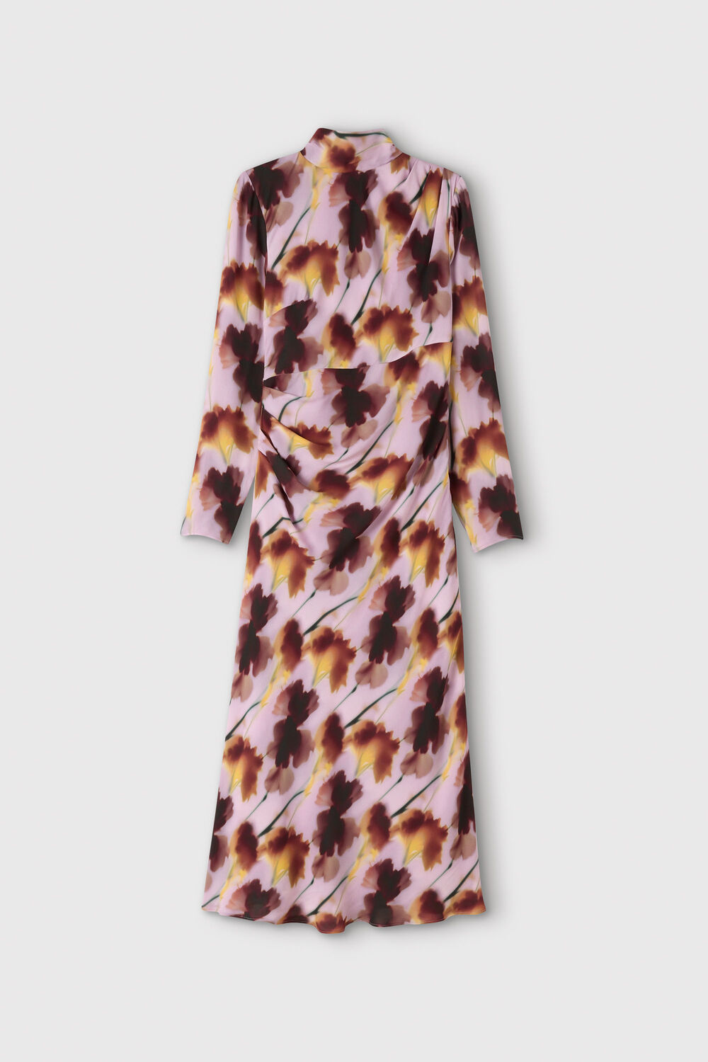 Pink Floral Stem Midi Scarf Dress