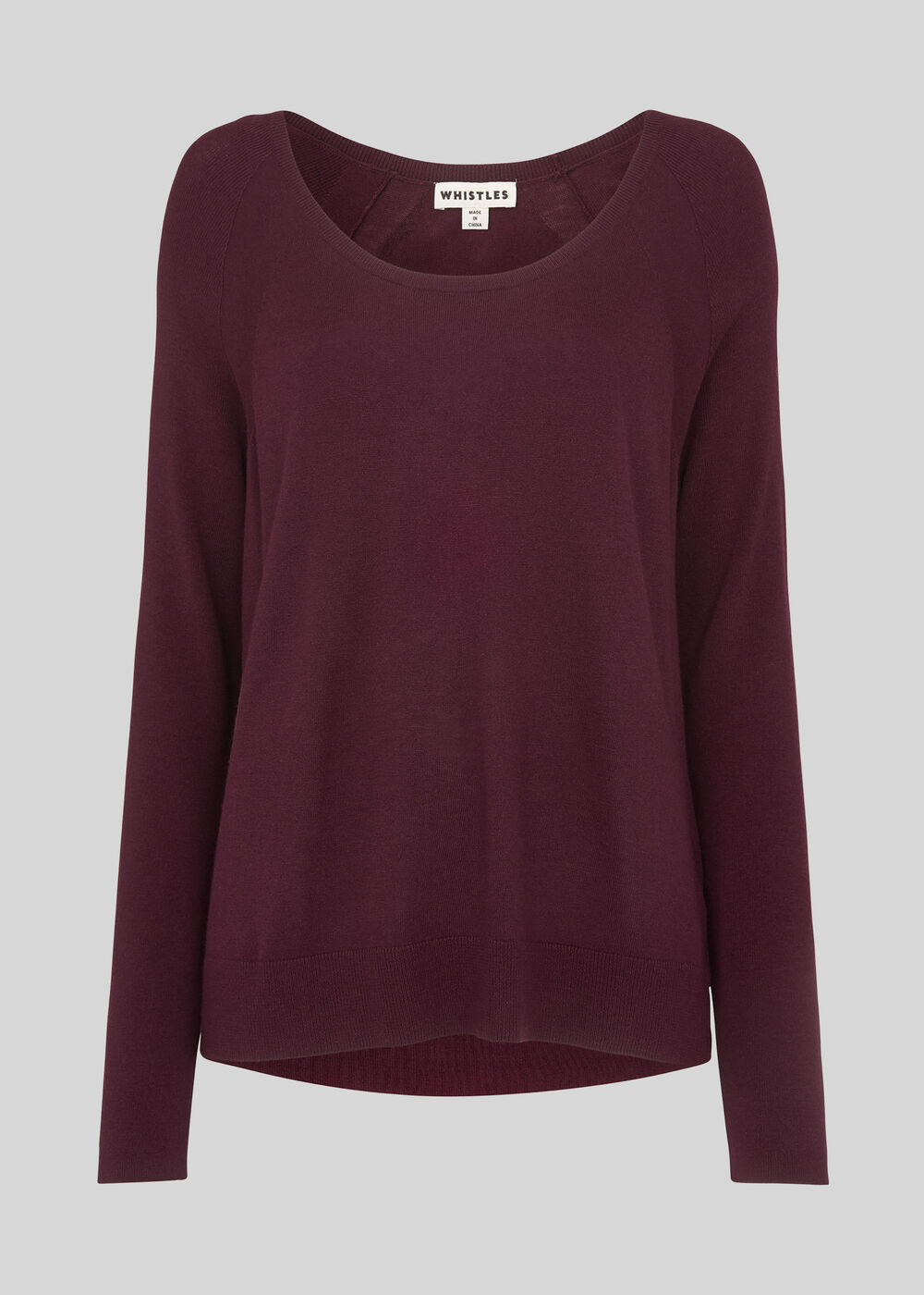 Scoop Neck Silk Mix Knit Burgundy