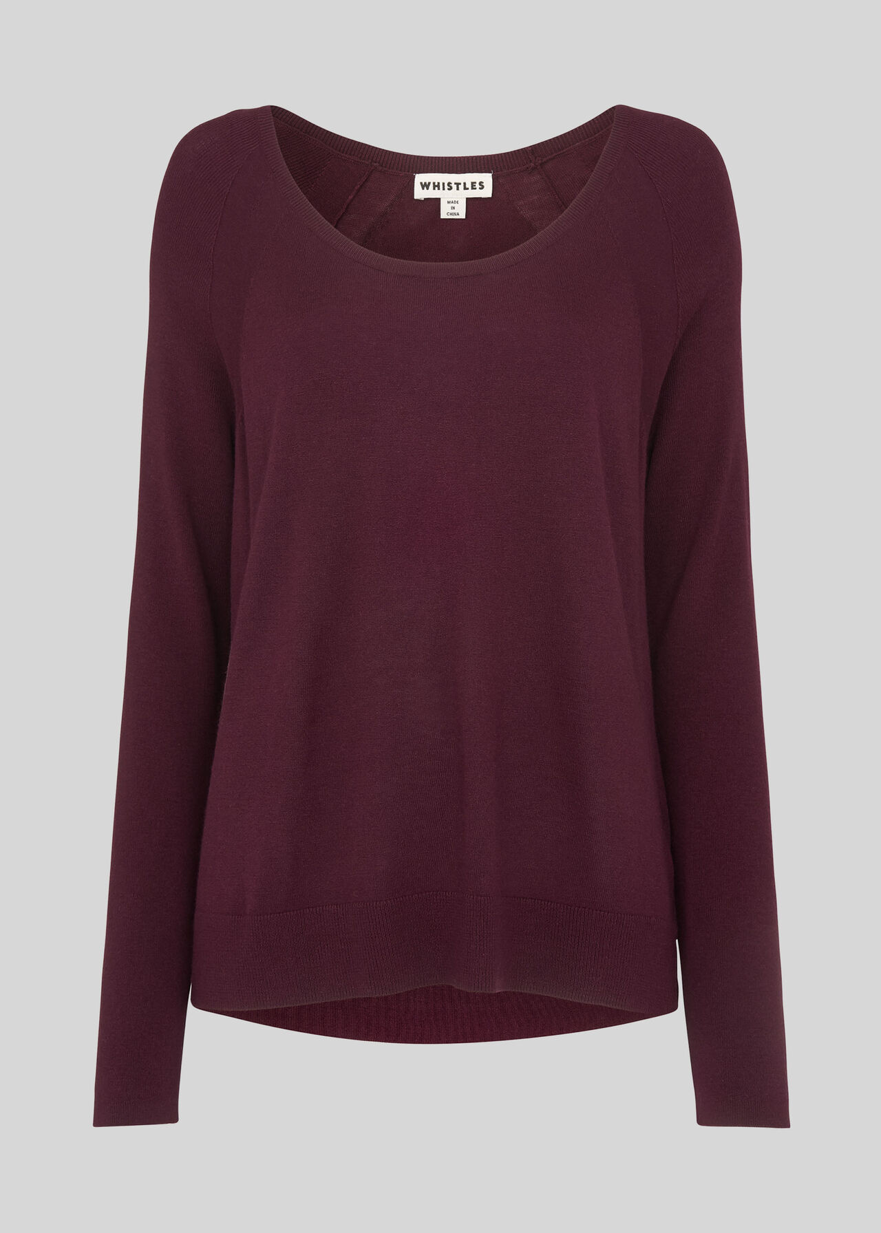 Scoop Neck Silk Mix Knit Burgundy