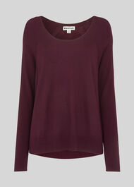 Scoop Neck Silk Mix Knit Burgundy