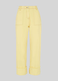 Fray Hem Turn Up Jean Yellow