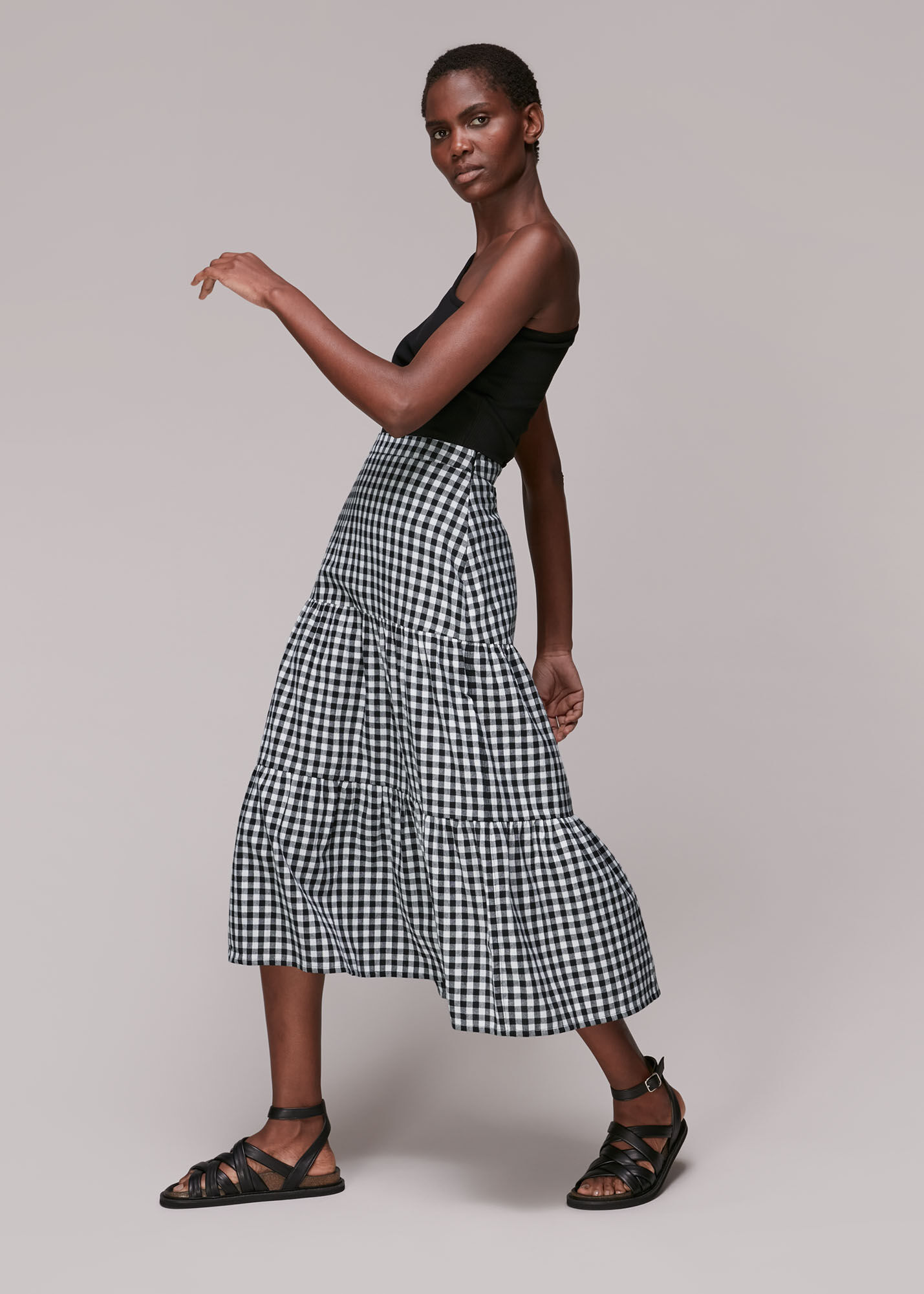 Tiered skirt black and white 2025