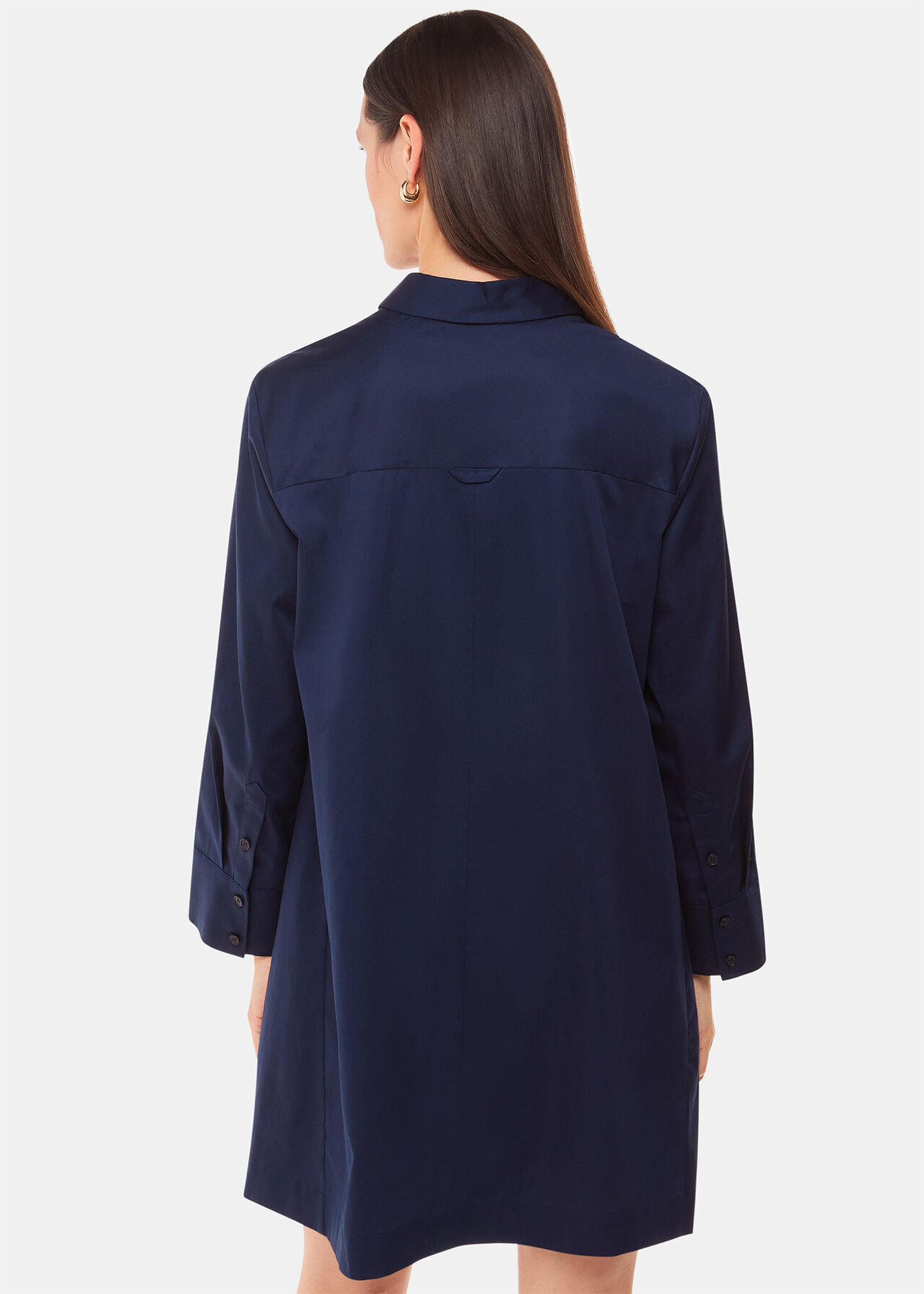 Lara Cotton Poplin Shirt in Navy Lara Cotton Poplin Shirt in Navy