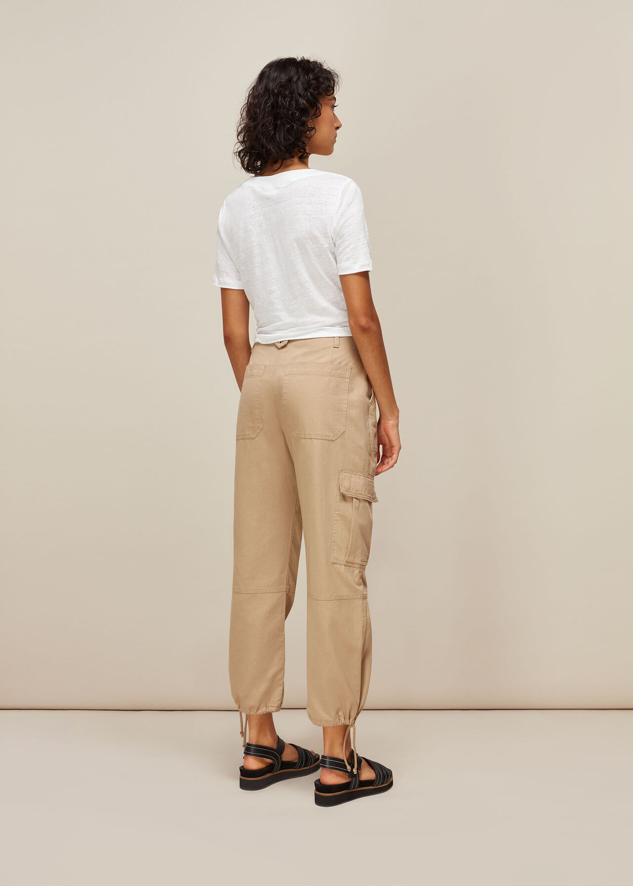 Linen Button Front Tie Top