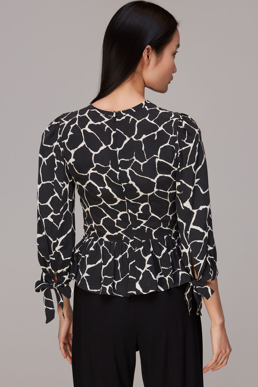 Giraffe Print Shirred Top