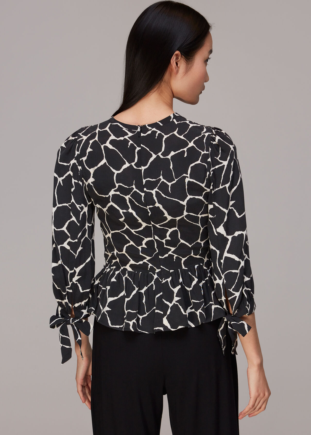 Giraffe Print Shirred Top