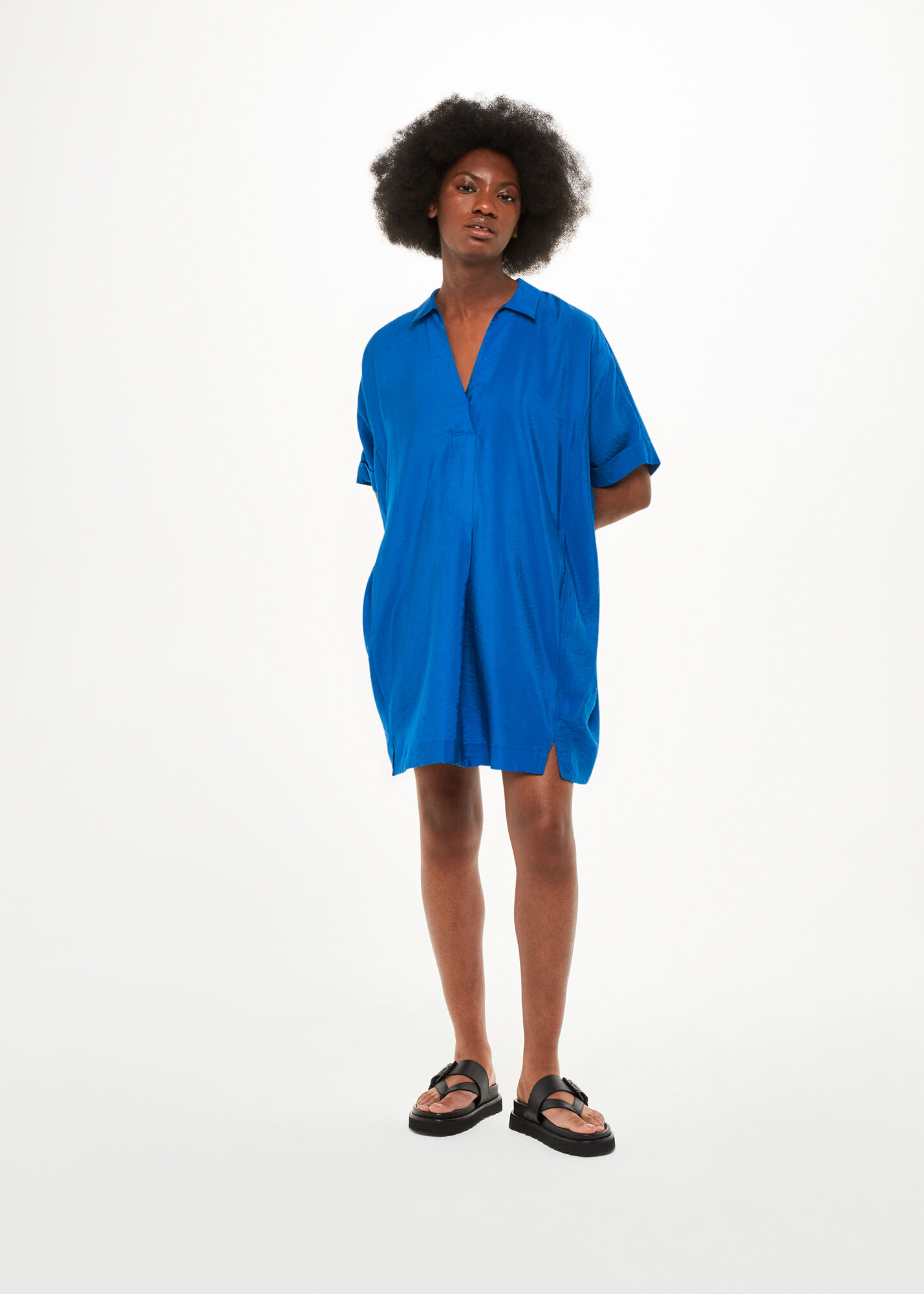 Blue Melanie Relaxed Shirt Dress | WHISTLES | Whistles US |