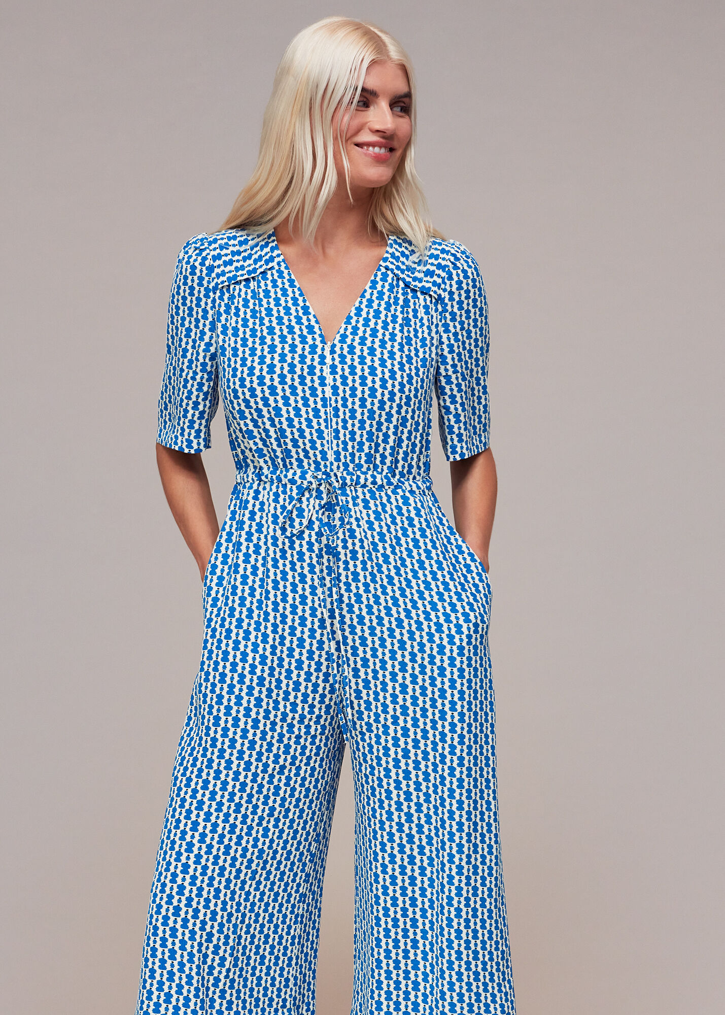 Blue/Multi Vertical Stack Jumpsuit WHISTLES