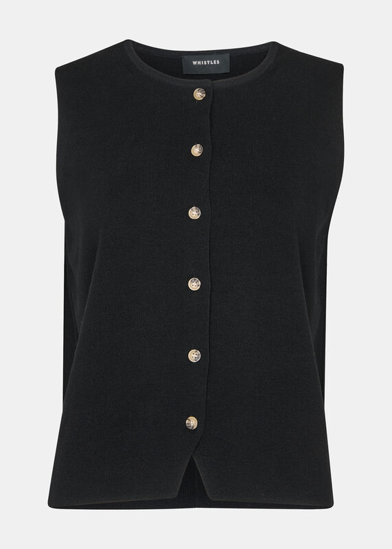 Black Lucy Button Front Sweater Vest