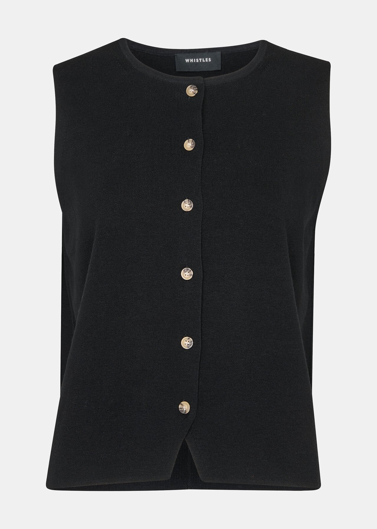 Whistles Black Lucy Button Front Knit Tank Whistles Black Lucy Button Front Knit Tank
