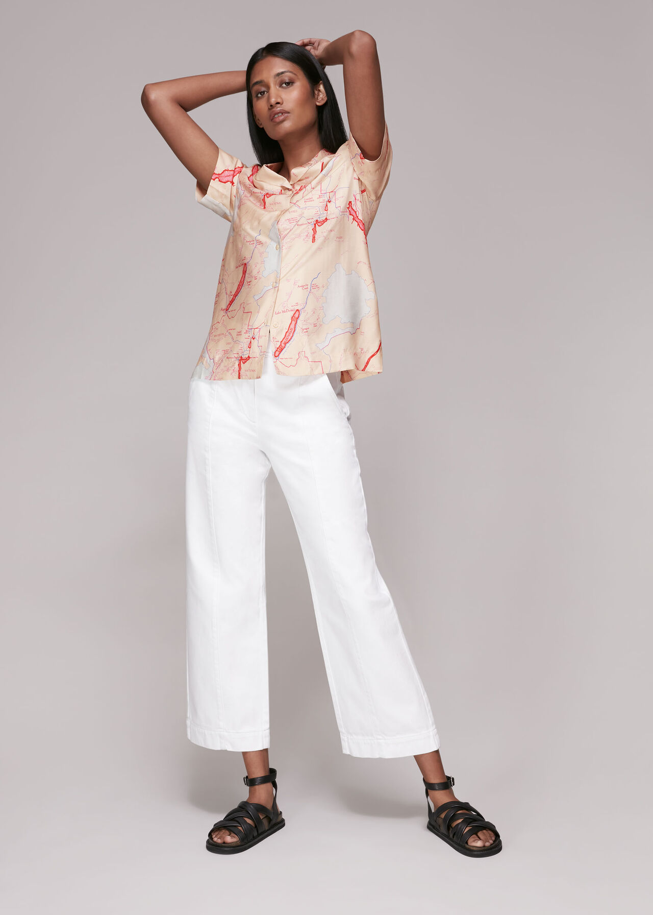 Map Print Silk Mix Shirt