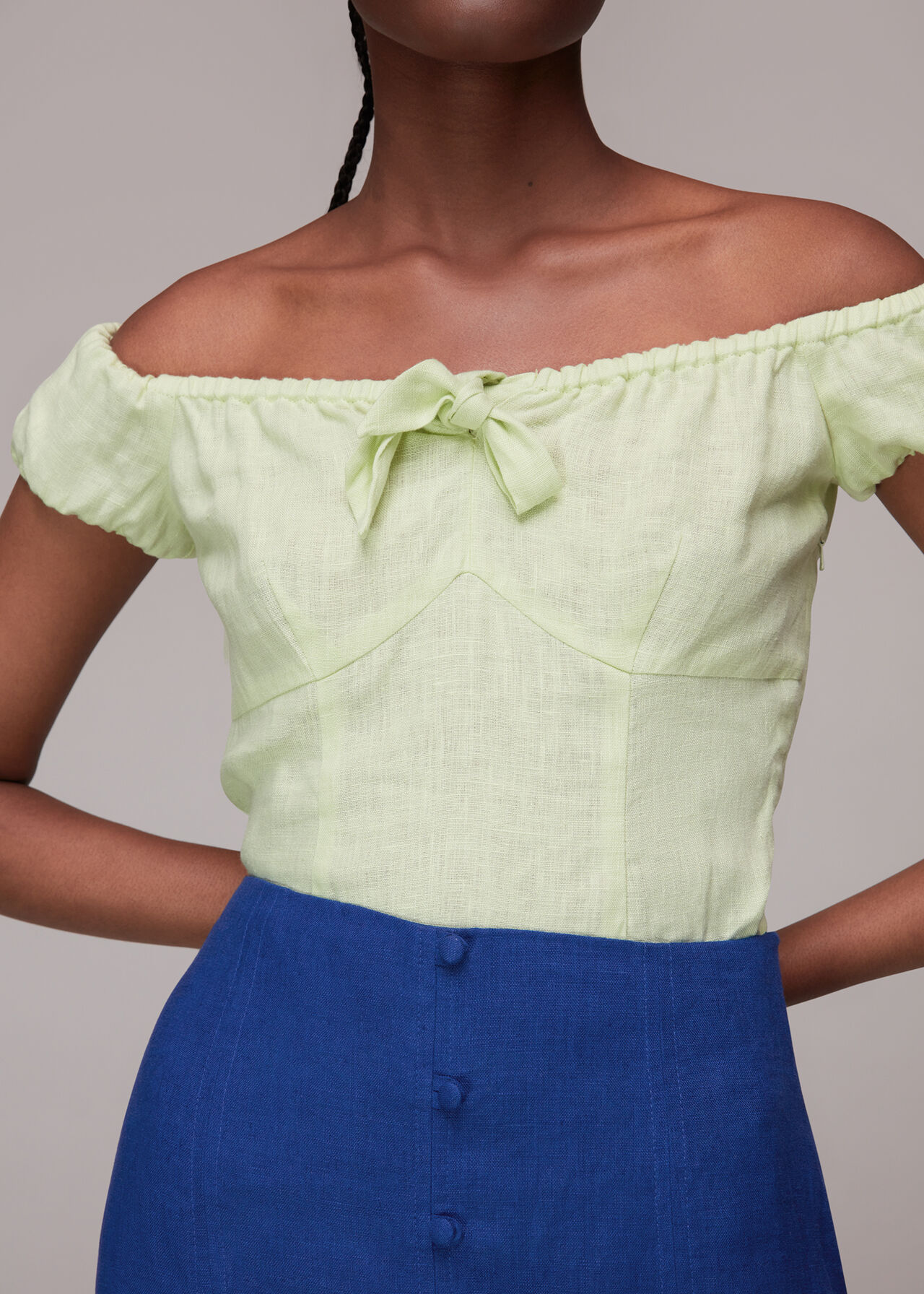 Button Front Linen Skirt