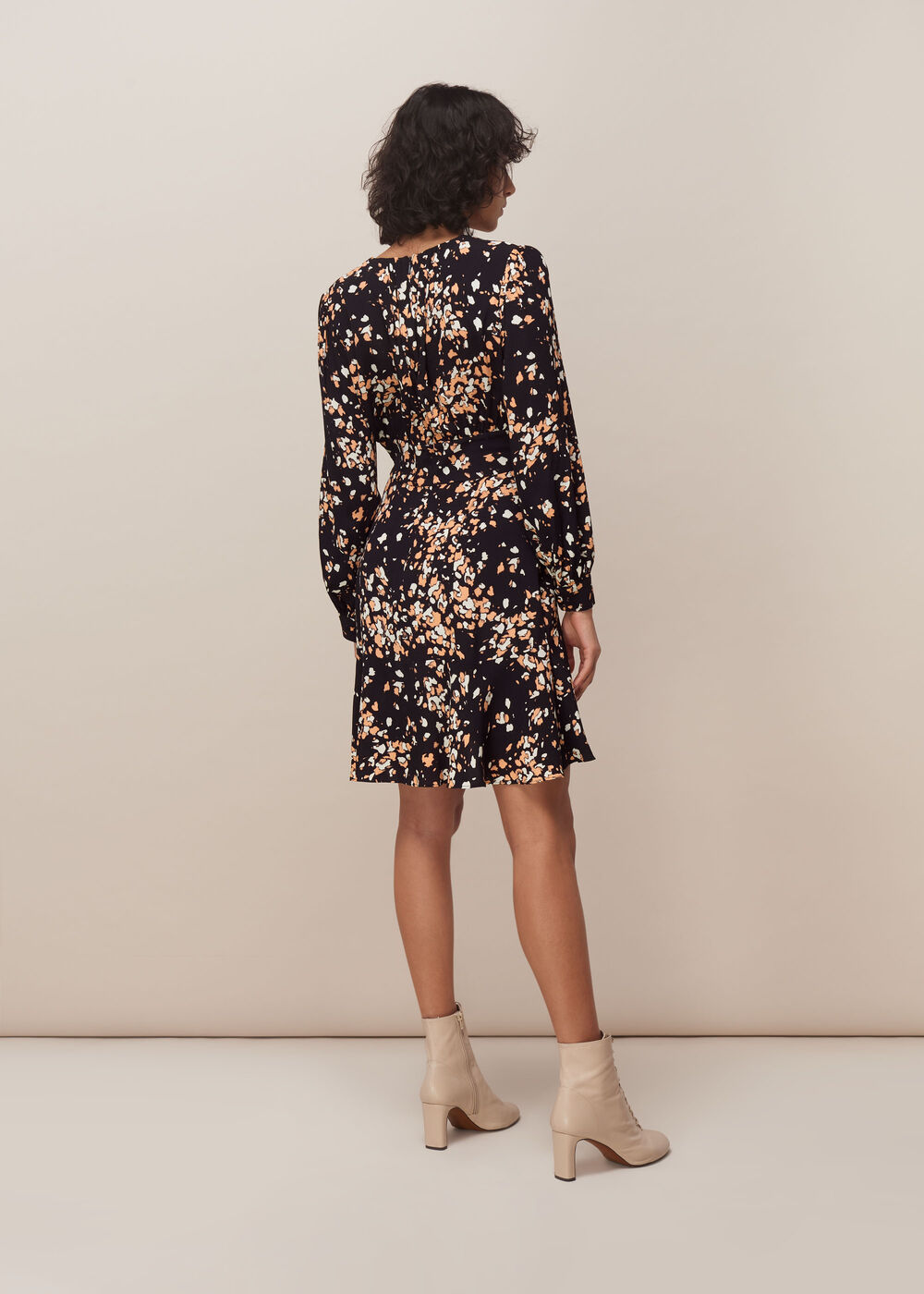Mottled Animal Button Dress Pink/Multi