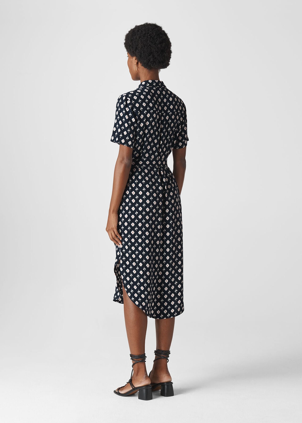 Made to Measure Ikat Inspired Print Long Dress with Wooden Buttons & High Slits main image 1