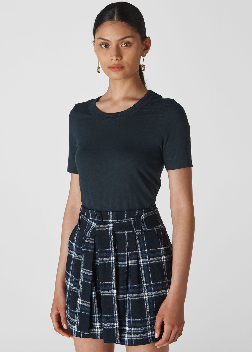 Check Belted Short Navy/Multi