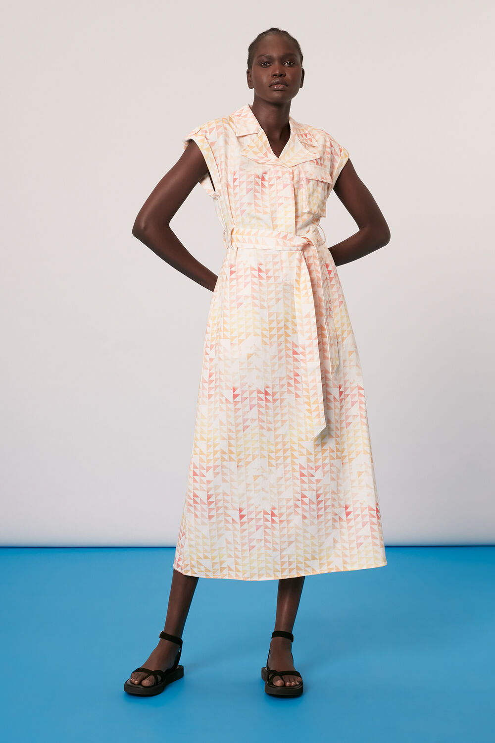 Hexagon Print Midi Dress