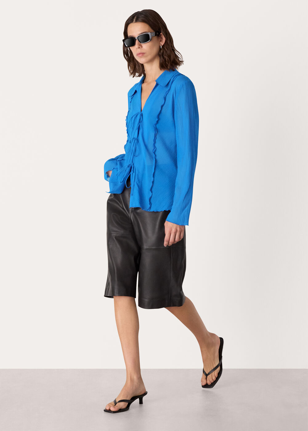 Tie Front Textured Shirt