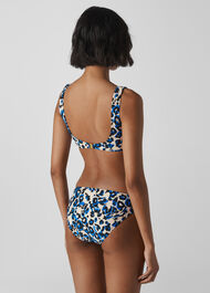 Animal Square Neck Bikini Top Blue/Multi