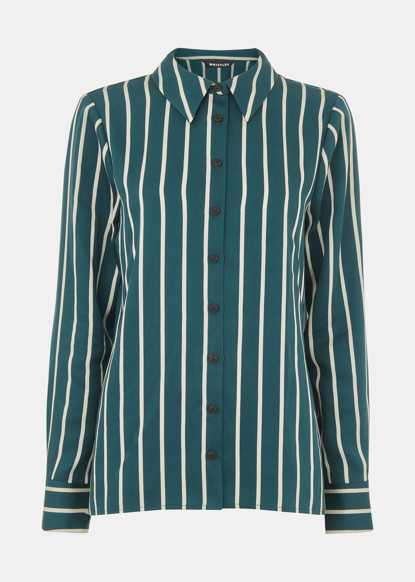 Green/Multi Alex Stripe Shirt | WHISTLES | Whistles US |