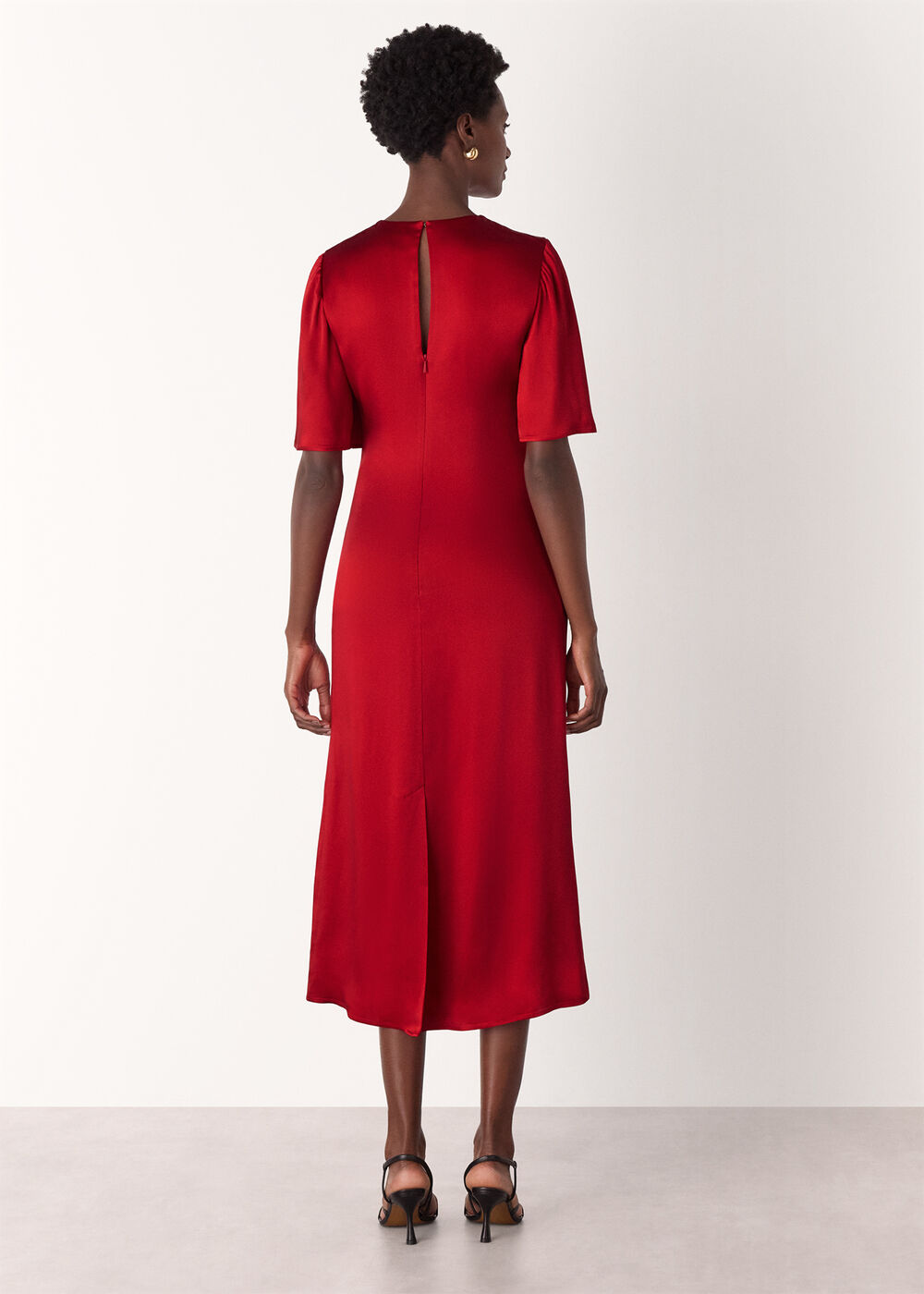 Satin Twist Waist Midi Dress