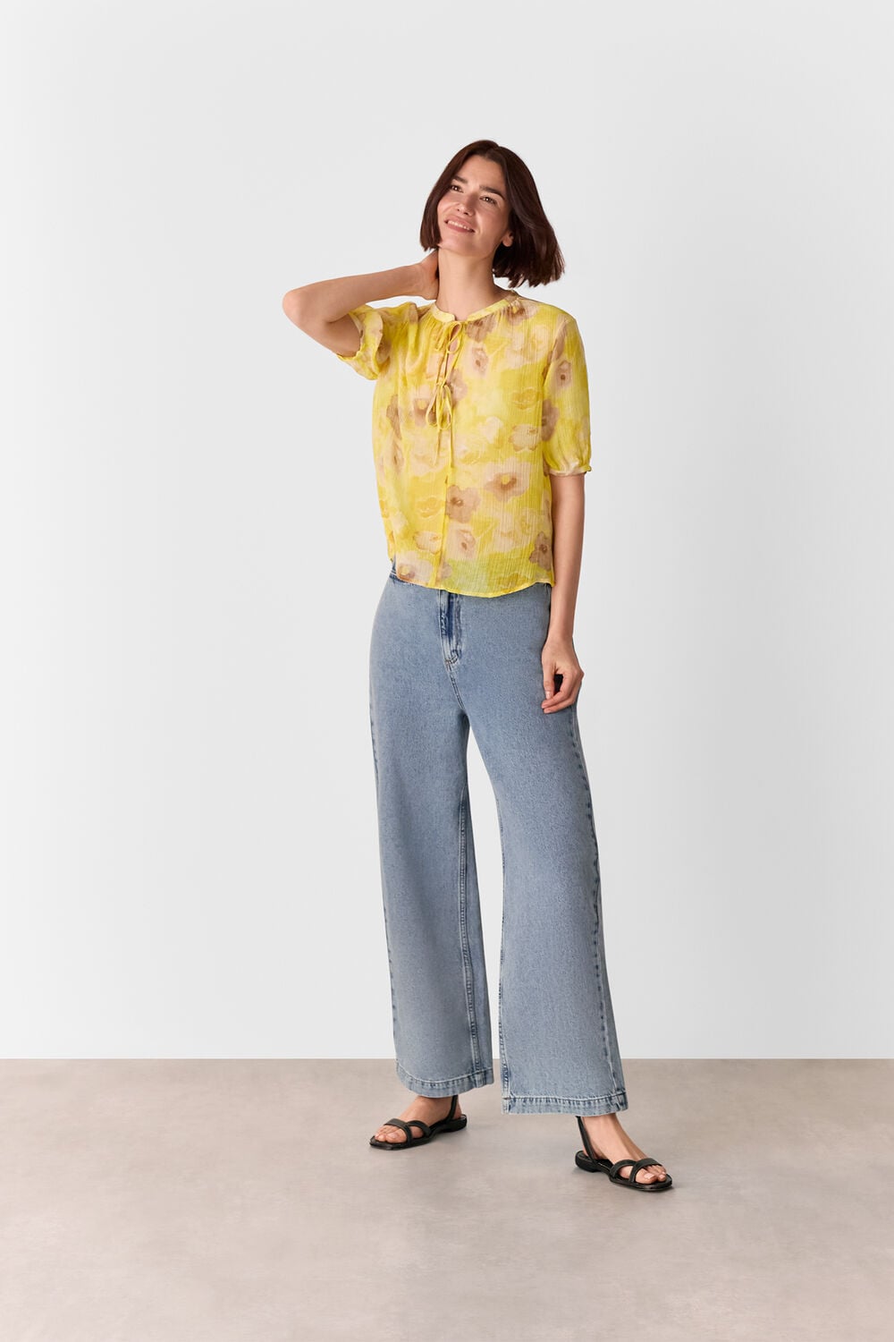Yellow Sunshine Floral Texture Blouse