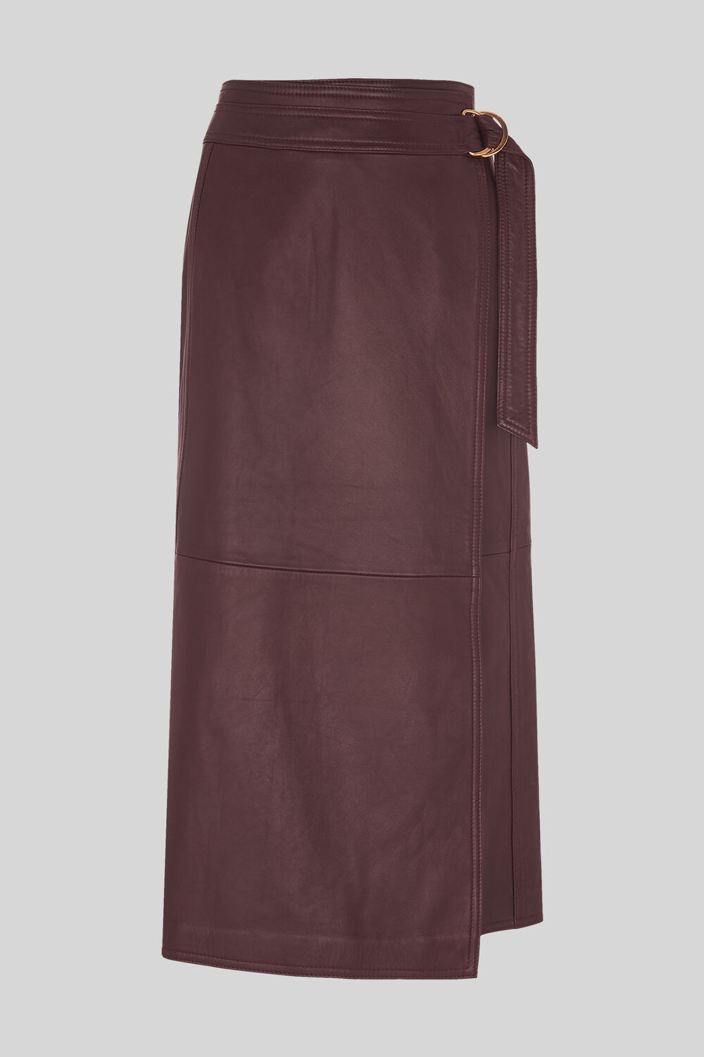 Selina Leather Wrap Skirt Burgundy