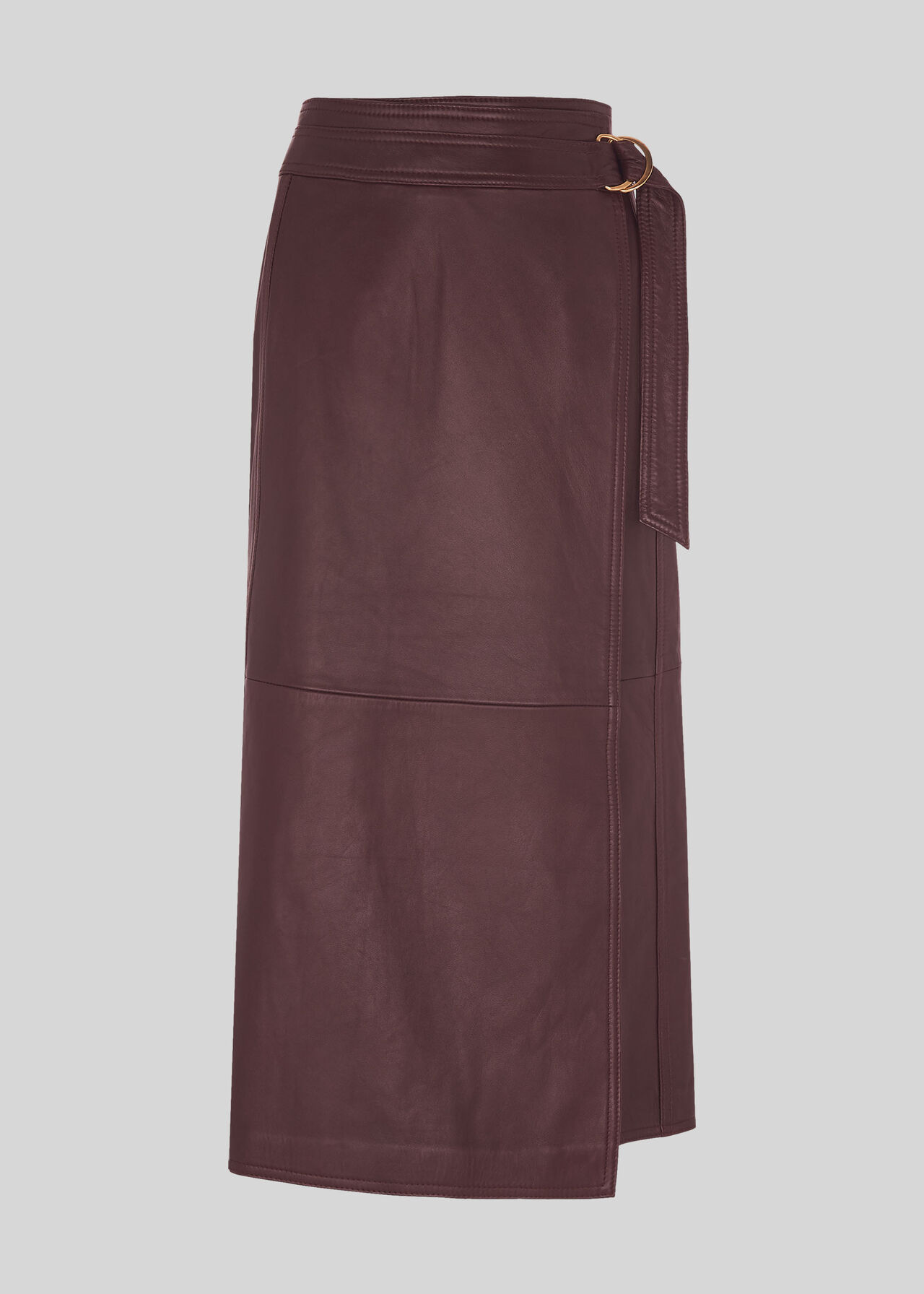 Selina Leather Wrap Skirt Burgundy