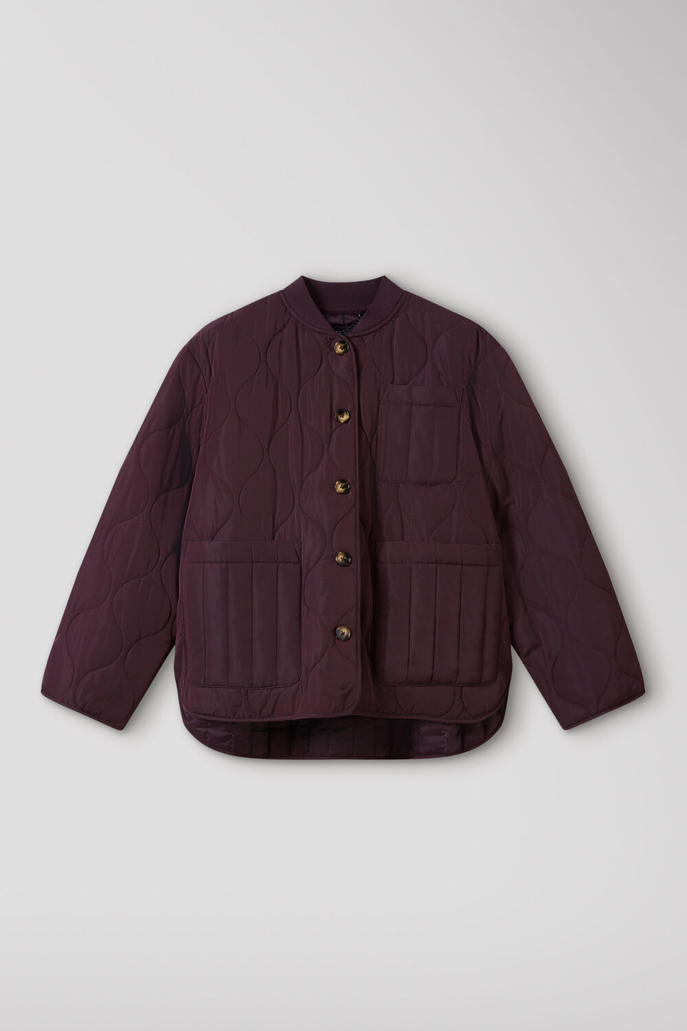 Burgundy Button Through Quilted Coat