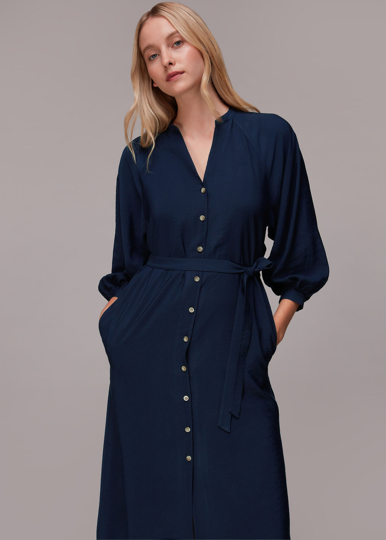 Navy Lizzie Midi Dress | WHISTLES