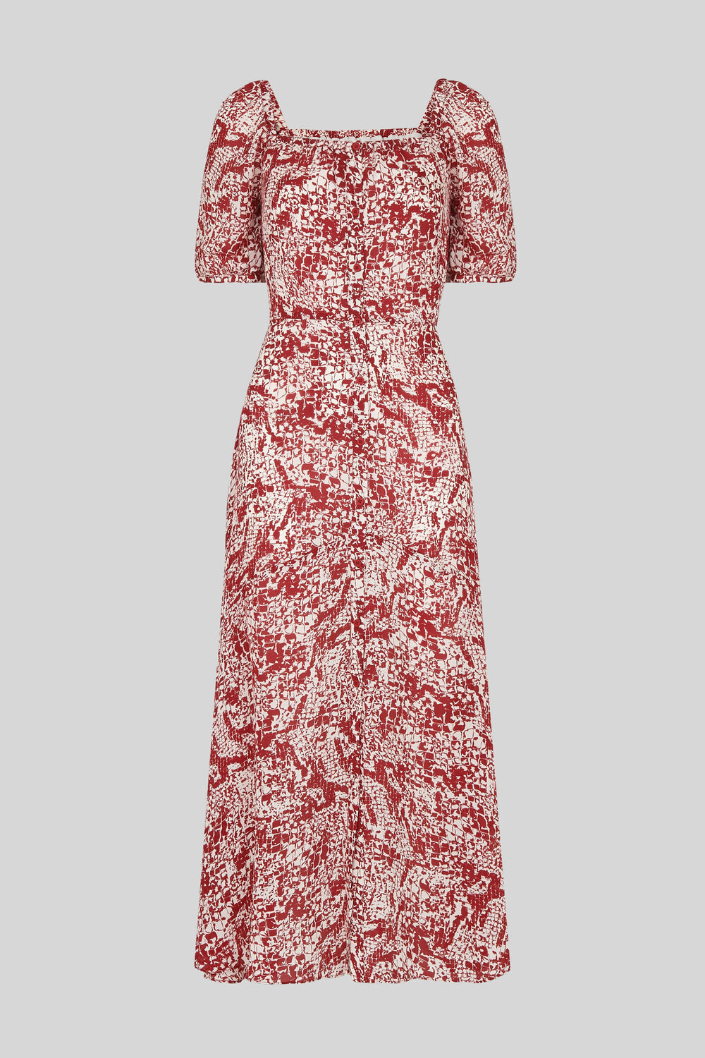 Snake Print Silk Dress Red/Multi