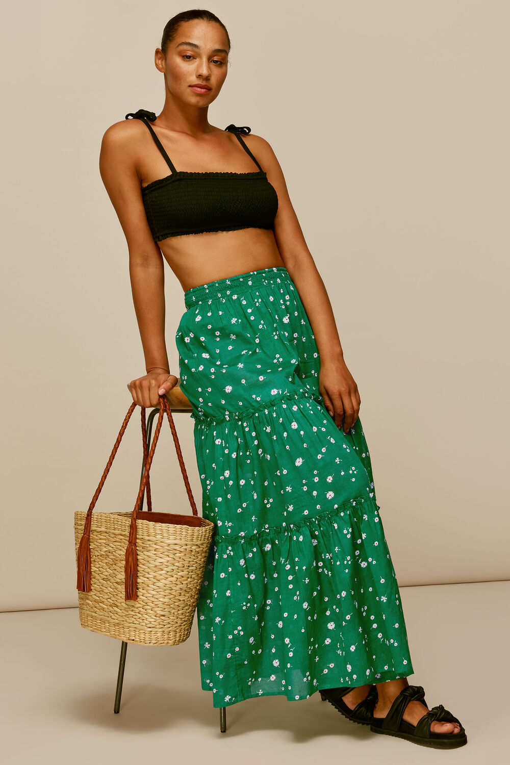 Primula Print Beach Skirt Green/Multi
