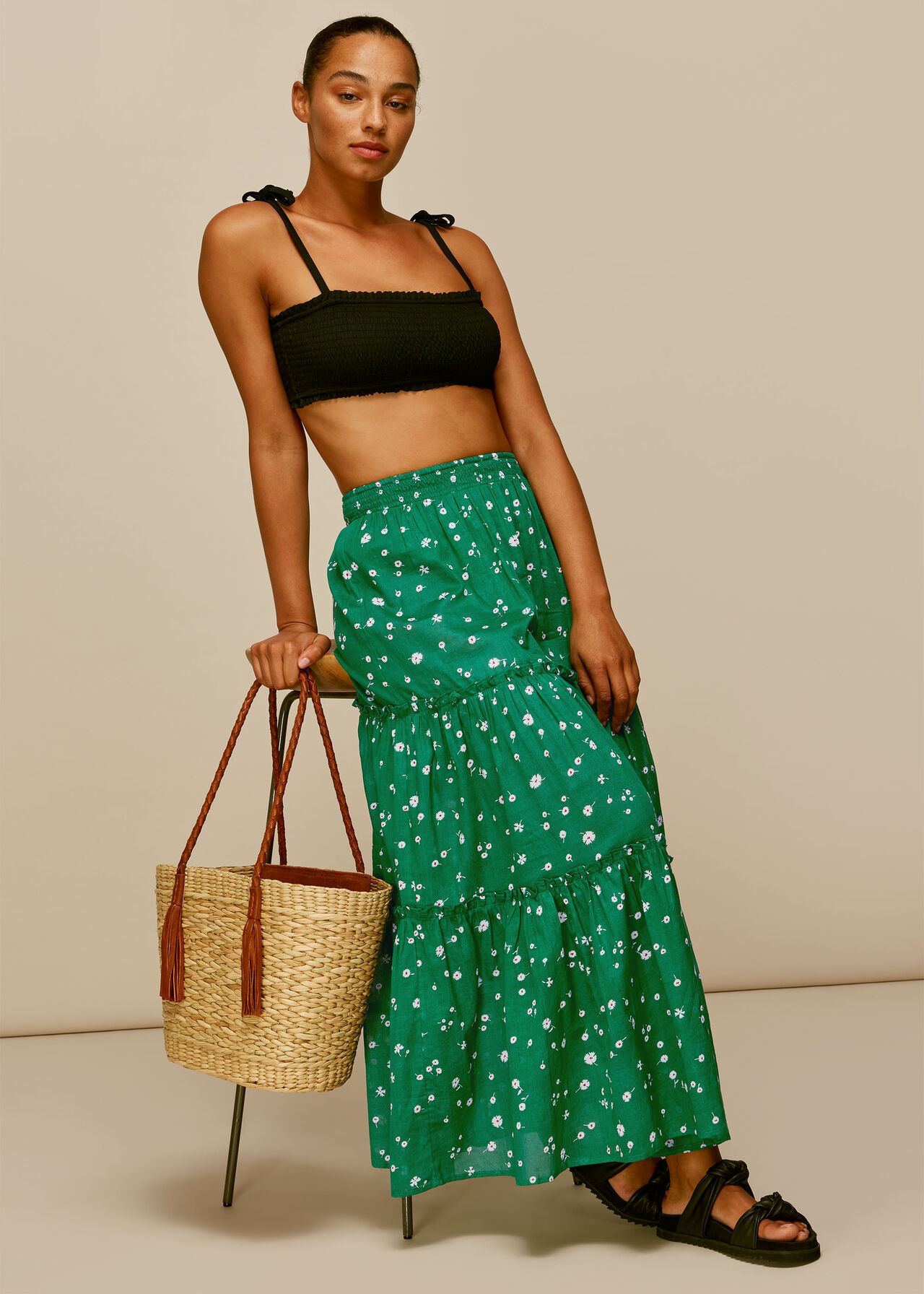Primula Print Beach Skirt Green/Multi