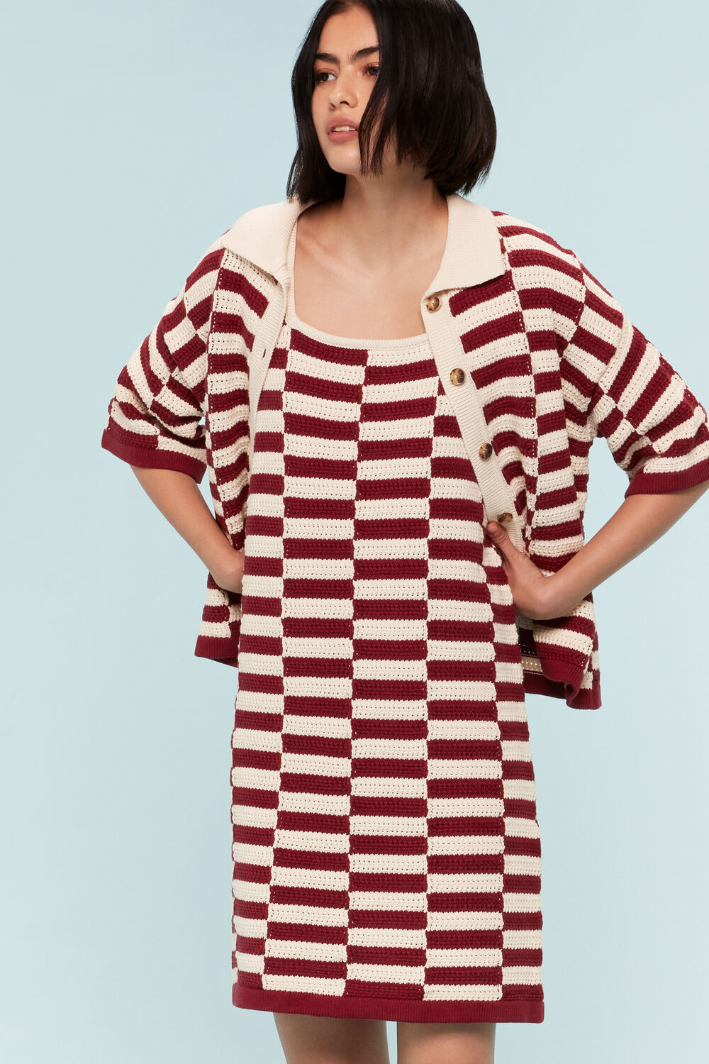 Crochet Stepped Stripe Shirt