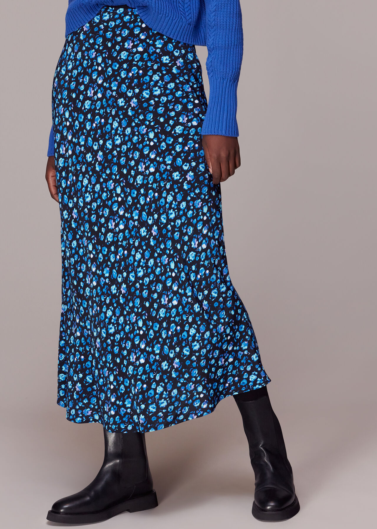 Blurred Floral Bias Skirt