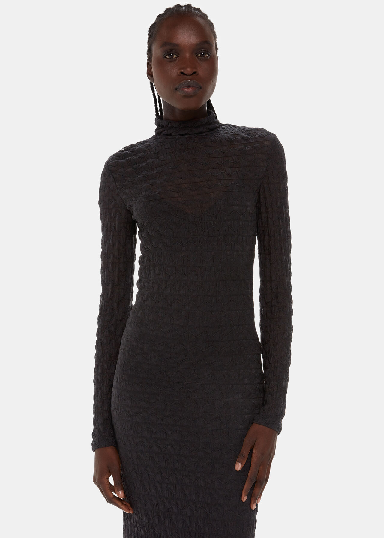 Textured Long Sleeve Dress