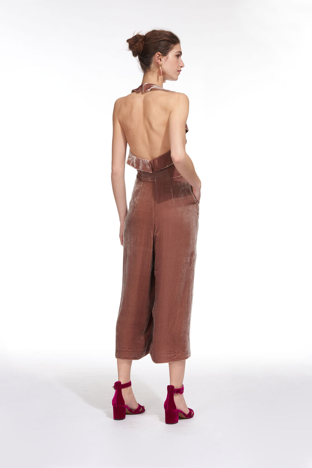 Lola Rose Velvet Jumpsuit Pink