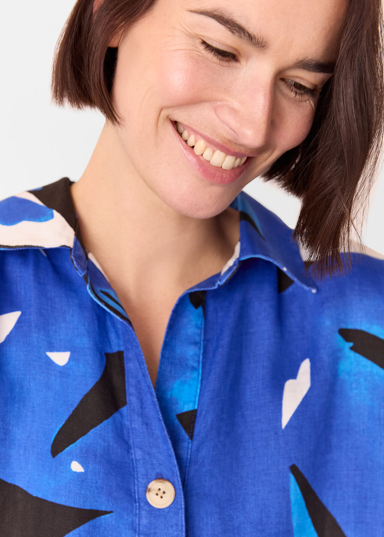 Abstract Blooms Linen Dress