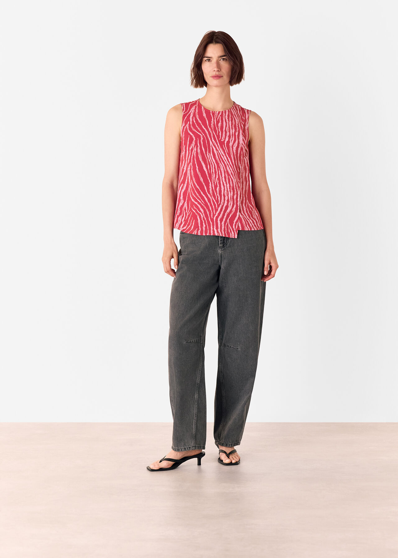 Zebra Layered Wrap Crepe Tank