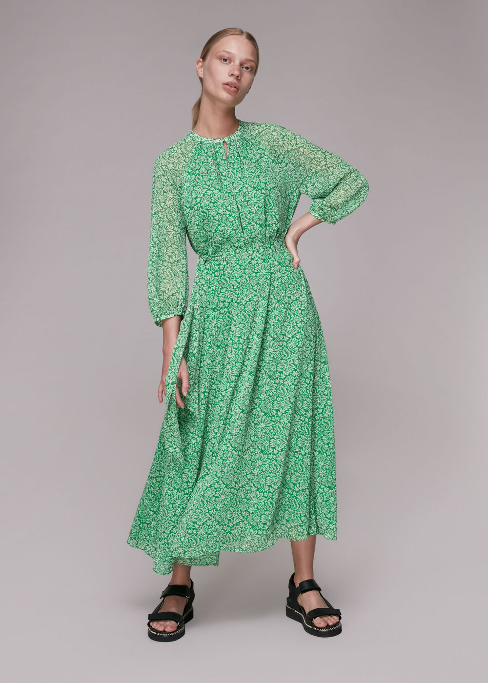 Indo Floral Trapeze Dress