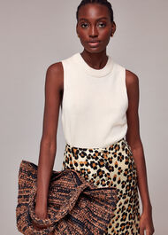 Painted Leopard Button Skirt