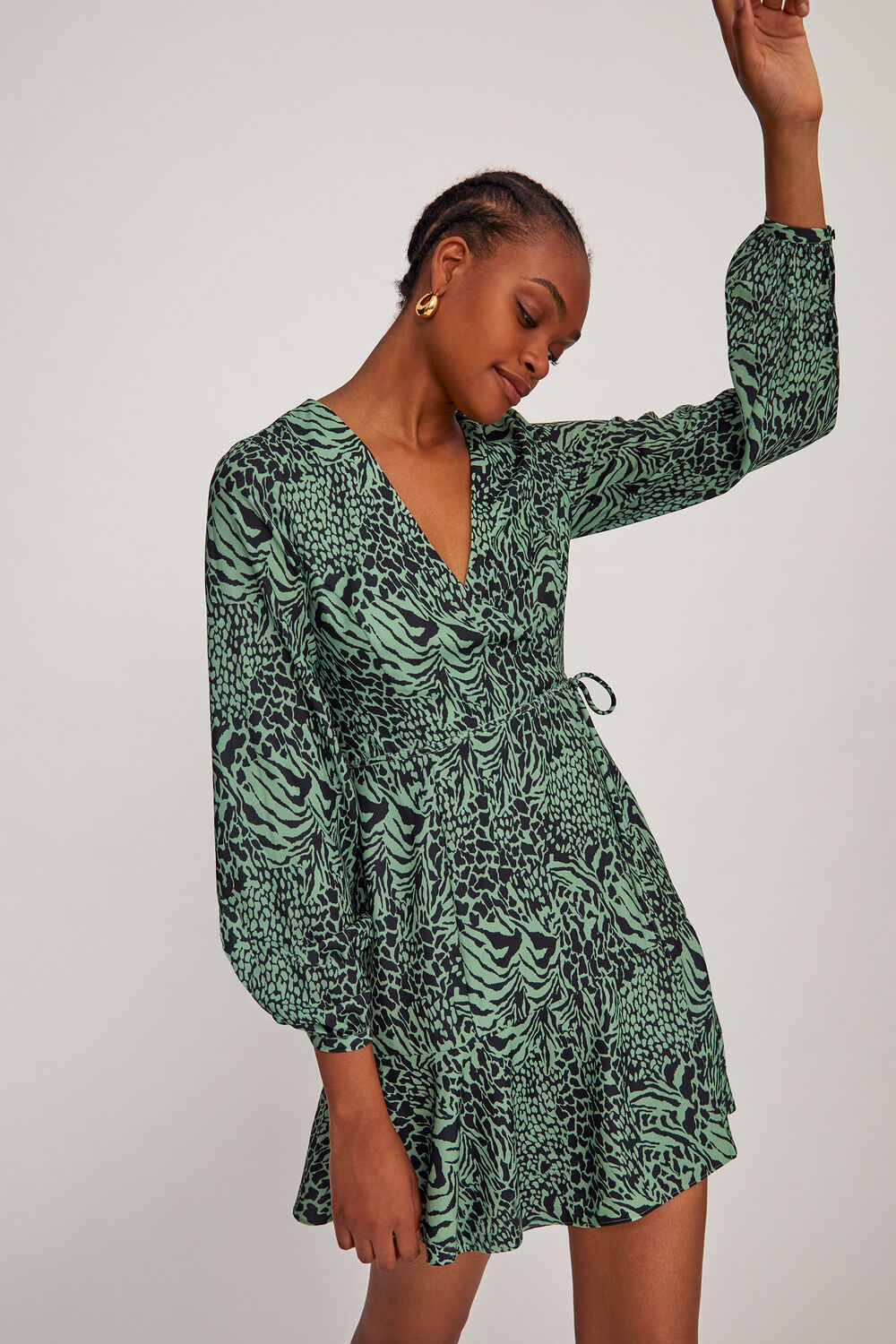 Multicolour Zebra Print Wrap Dress
