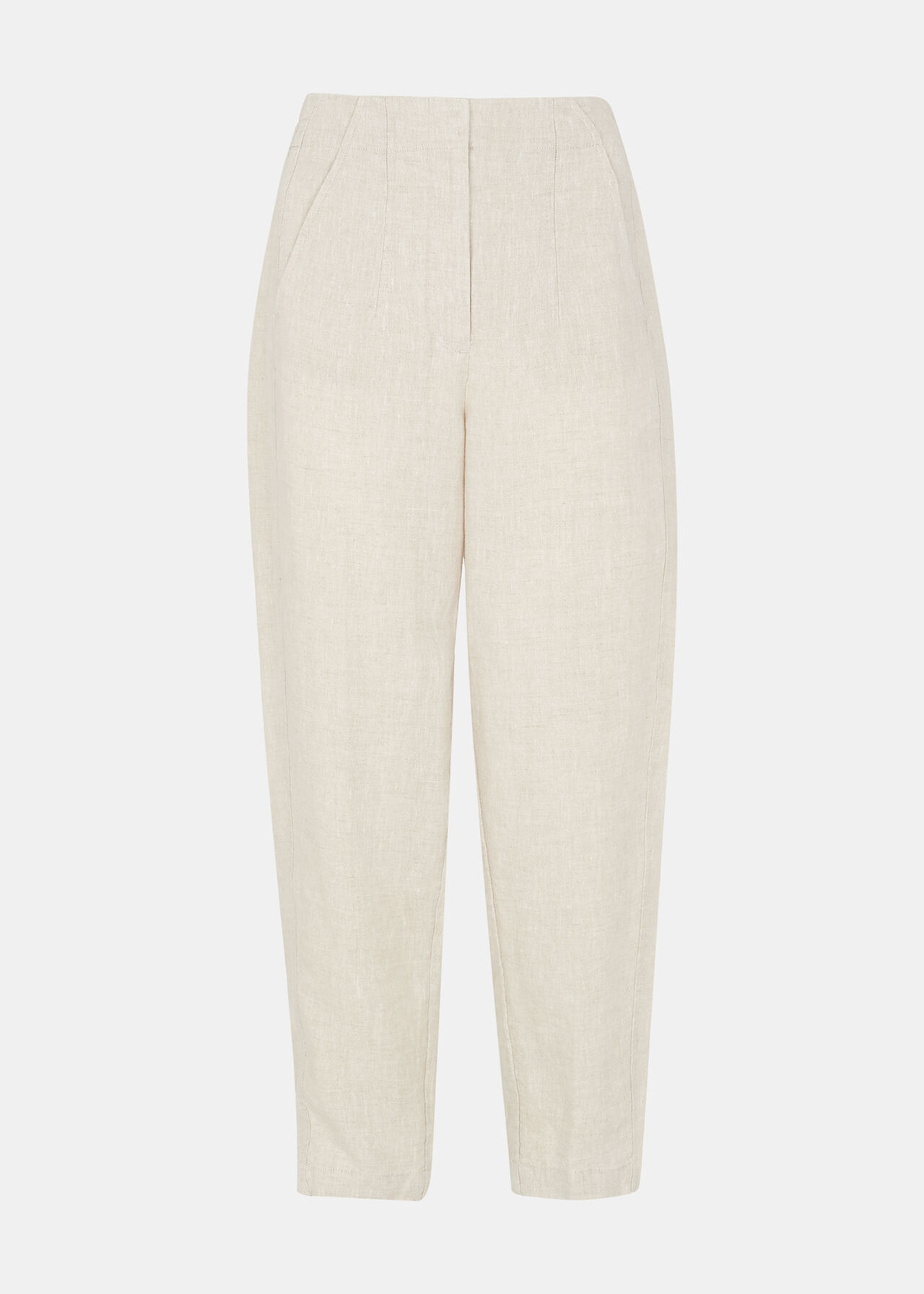 Oatmeal Linen Barrel Leg Trouser WHISTLES Whistles