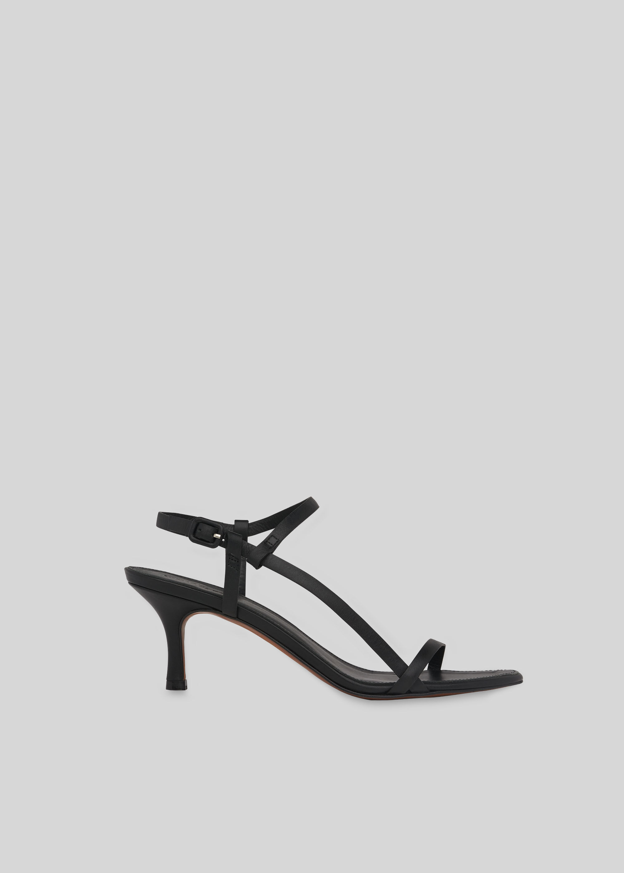 black barely there sandals