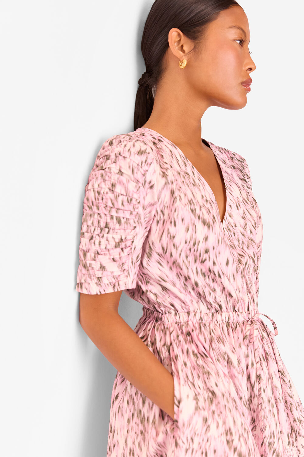 Petite Leopard Cotton Midi Dress
